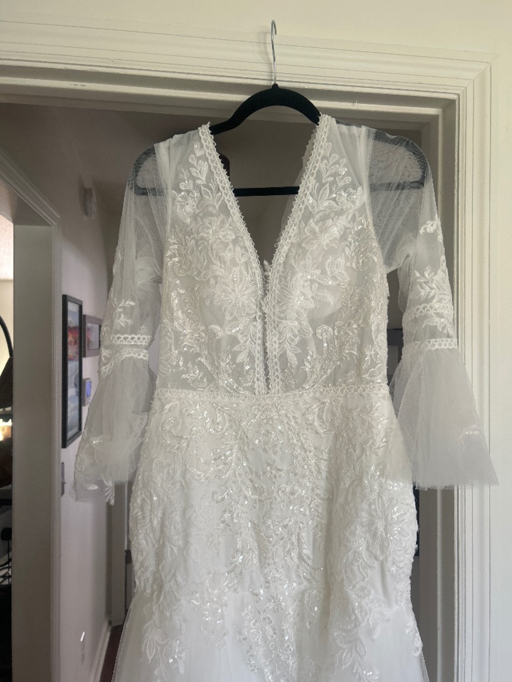 Tulle and sequin wedding gown